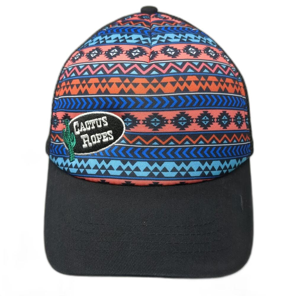 Cactus Ropes Trucker Hat Black Blue Orange One Size Mesh Geometric Pattern